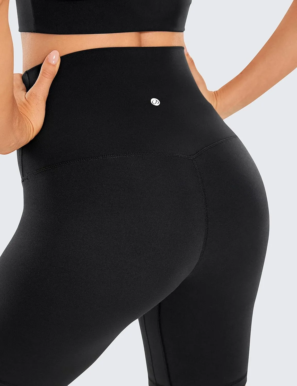 CRZ YOGA Women's Butterluxe Super High Waisted Biker Shorts 8 Inches - Over Belly Lounge Workout Yoga