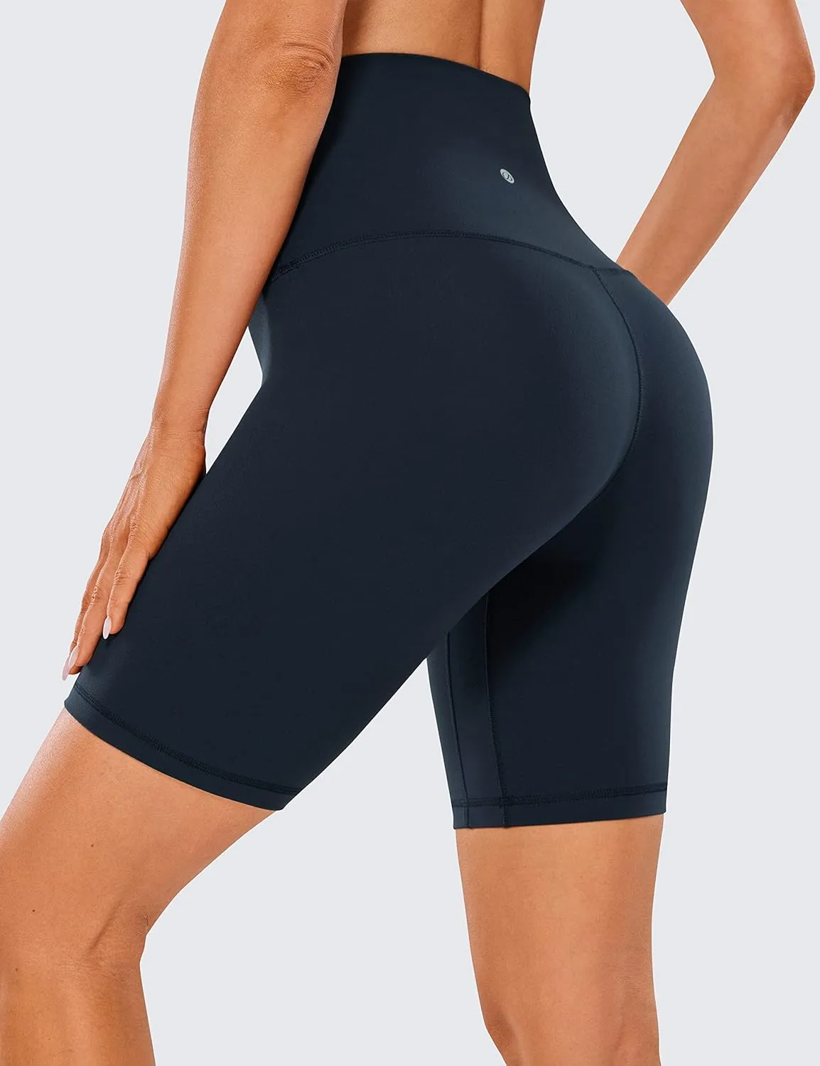CRZ YOGA Women's Butterluxe Super High Waisted Biker Shorts 8 Inches - Over Belly Lounge Workout Yoga