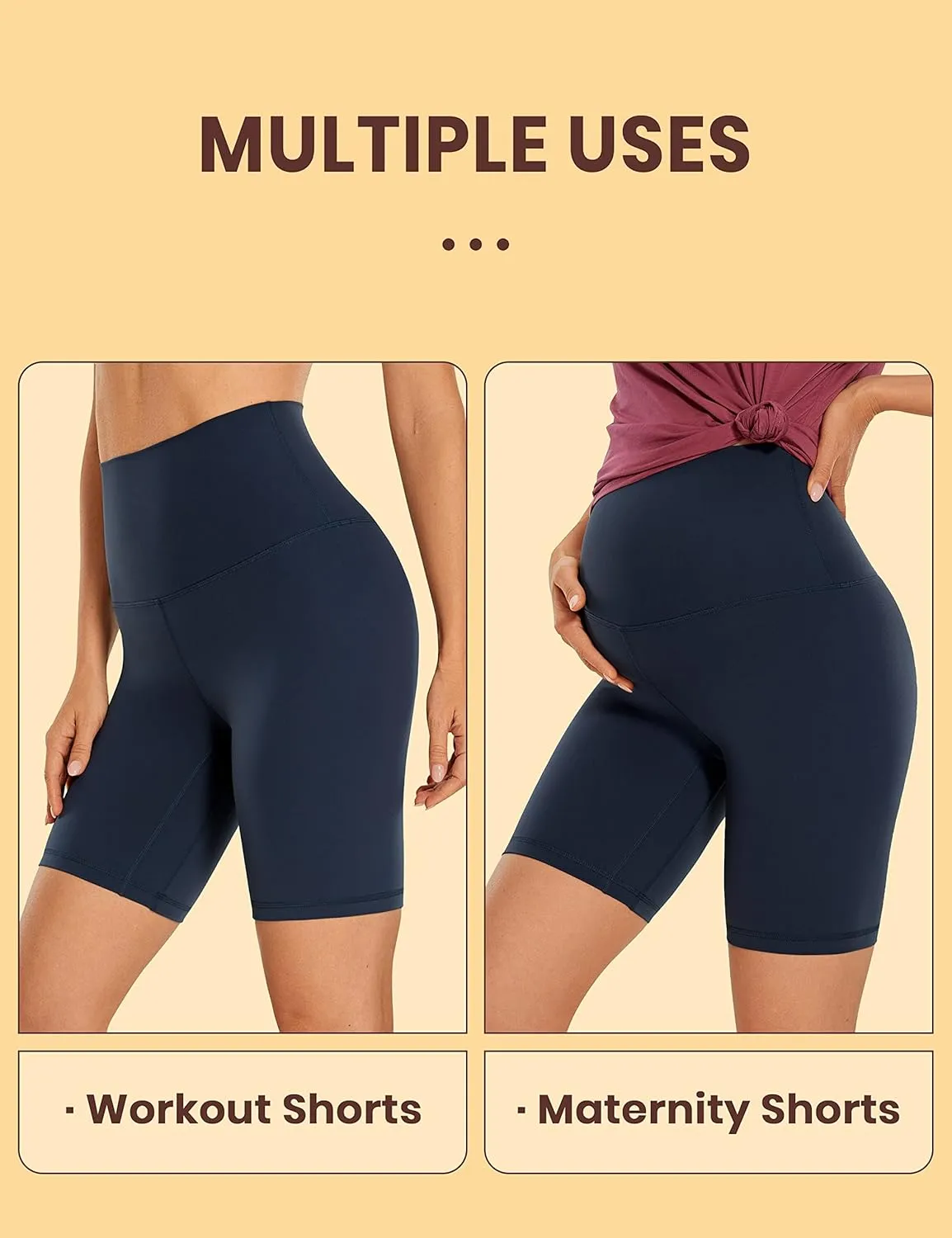 CRZ YOGA Women's Butterluxe Super High Waisted Biker Shorts 8 Inches - Over Belly Lounge Workout Yoga