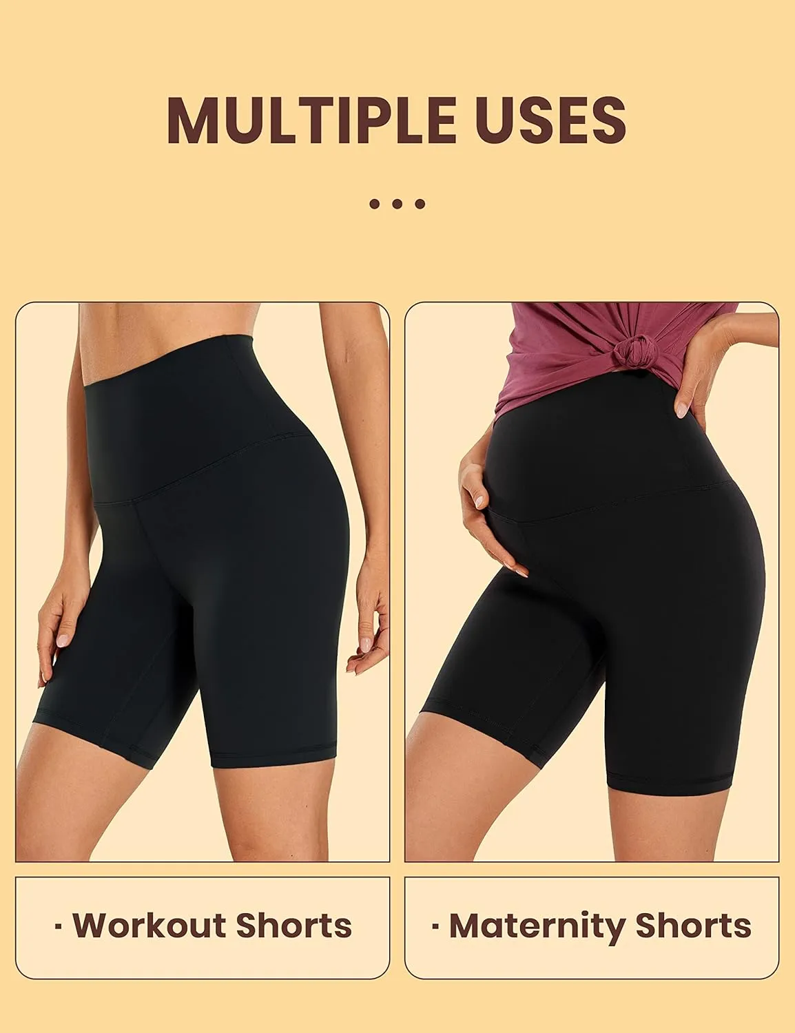 CRZ YOGA Women's Butterluxe Super High Waisted Biker Shorts 8 Inches - Over Belly Lounge Workout Yoga