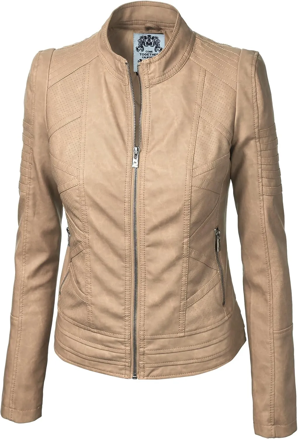 CTC Womens Dressy Vegan Leather Biker Jacket