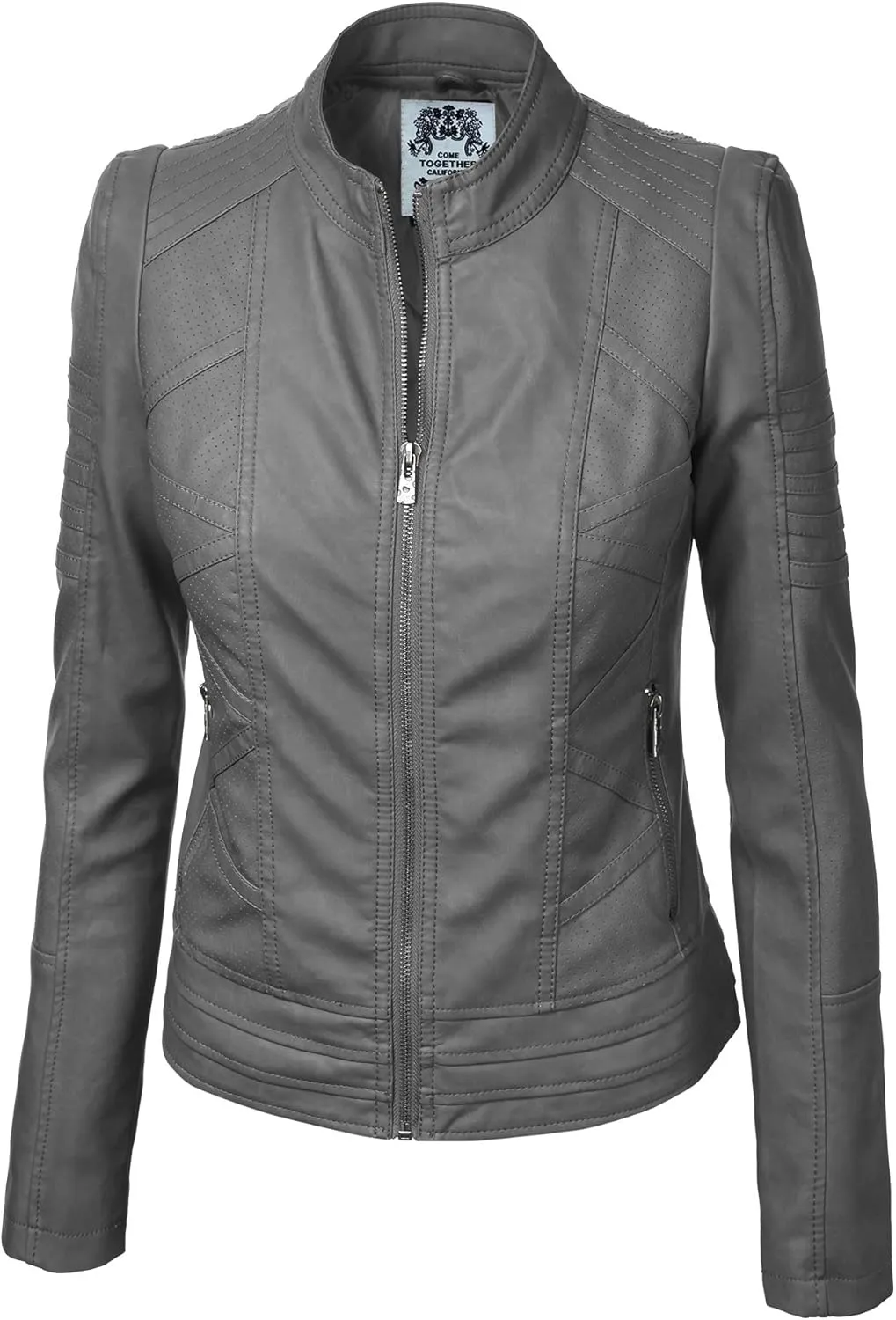 CTC Womens Dressy Vegan Leather Biker Jacket
