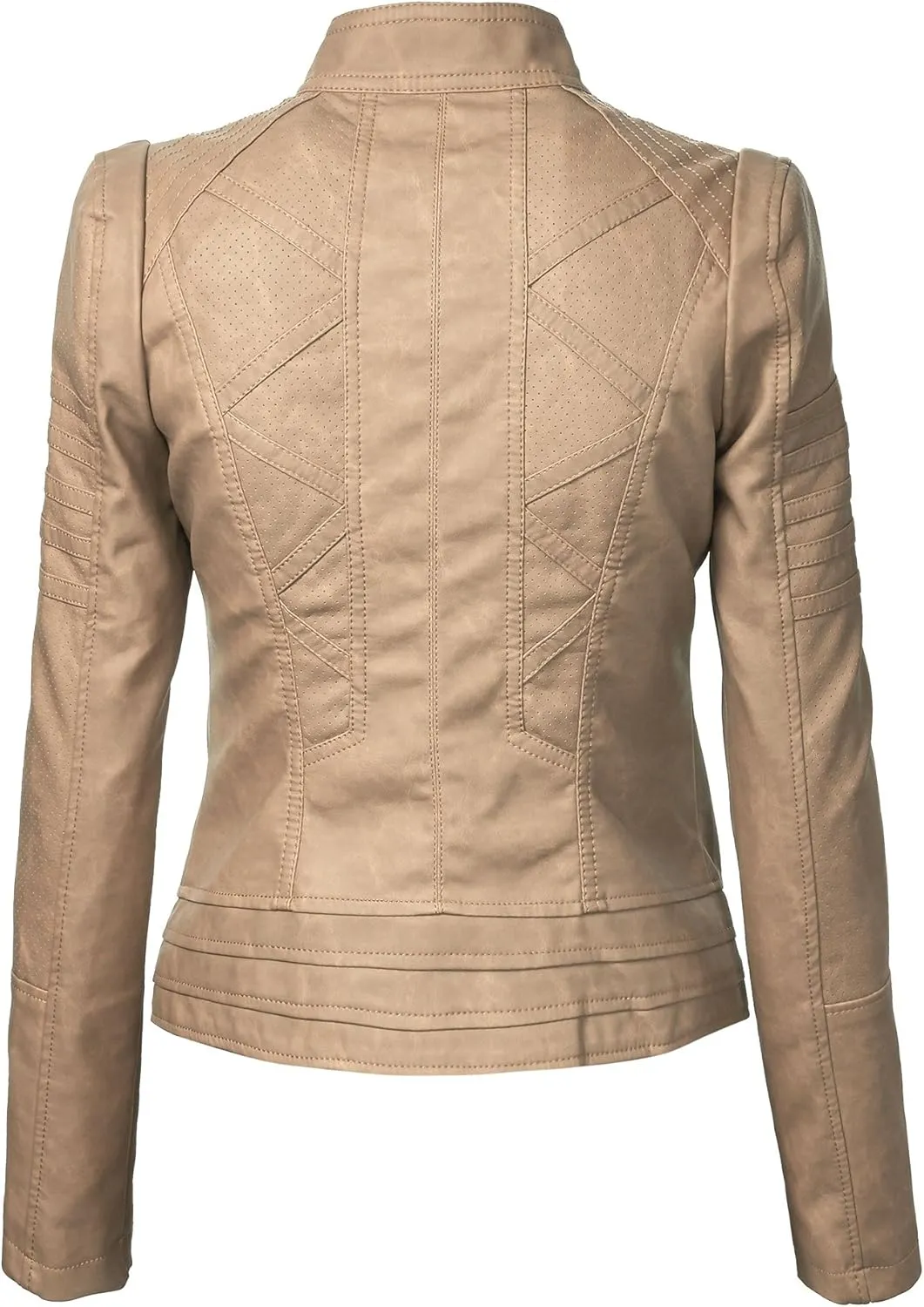 CTC Womens Dressy Vegan Leather Biker Jacket