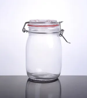 CW-11200F Enhanced 42 Oz. Glass Storage Jar with Lock Seal - EA