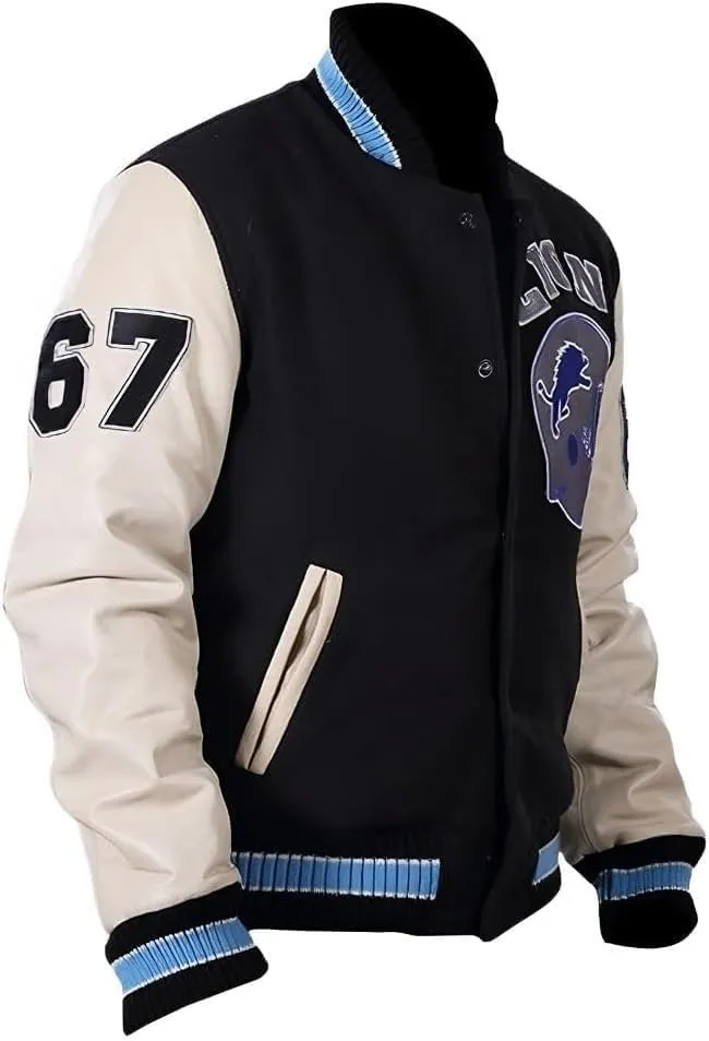 Detroit Beverly Hills Cop Varsity Jacket Men's - Lions Baseball Wool Varsity Jacket For Men