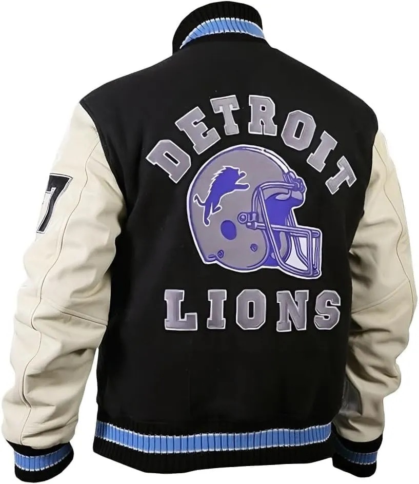 Detroit Beverly Hills Cop Varsity Jacket Men's - Lions Baseball Wool Varsity Jacket For Men