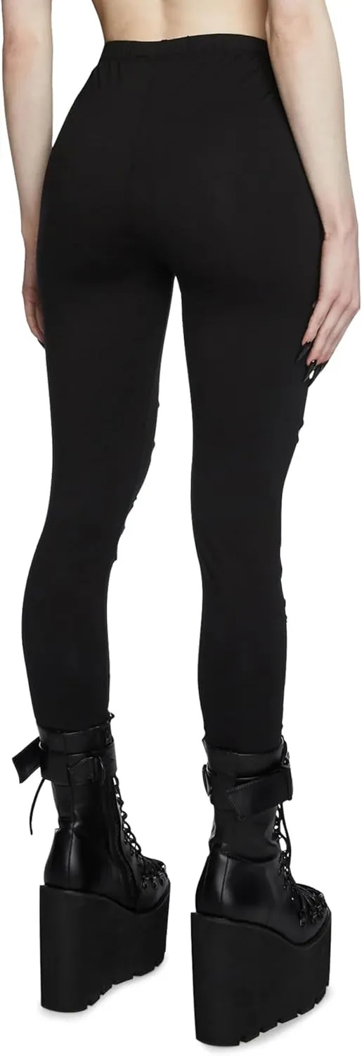 Dolls Kill Crypt Creeper Shredded Leggings by Widow  High Waist Leggings for Gothic and Edgy Fashion