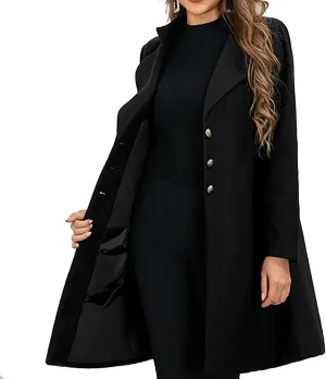 Dress Coats for Women 2024 Elegant Double Breasted Maxi Long Pea Coat Trendy Winter Warm Wool Lapel Trench Coats