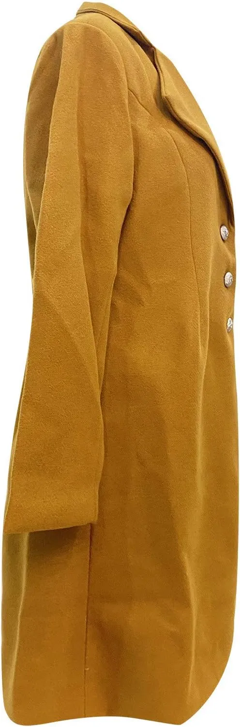 Dress Coats for Women 2024 Elegant Double Breasted Maxi Long Pea Coat Trendy Winter Warm Wool Lapel Trench Coats