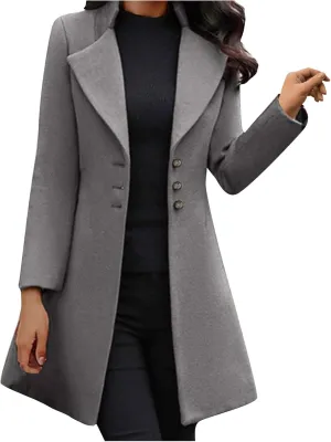Dress Coats for Women 2024 Elegant Double Breasted Maxi Long Pea Coat Trendy Winter Warm Wool Lapel Trench Coats
