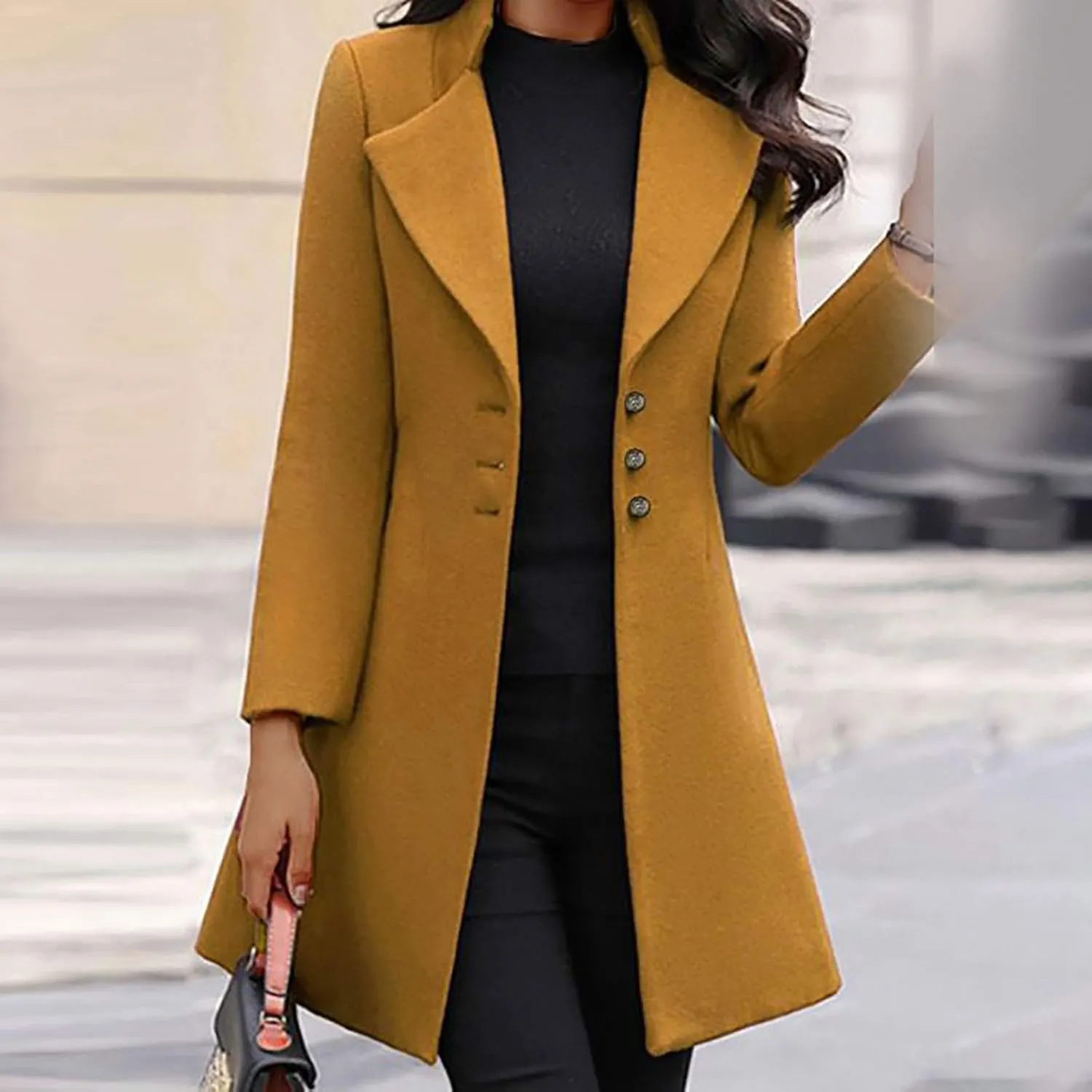Dress Coats for Women 2024 Elegant Double Breasted Maxi Long Pea Coat Trendy Winter Warm Wool Lapel Trench Coats