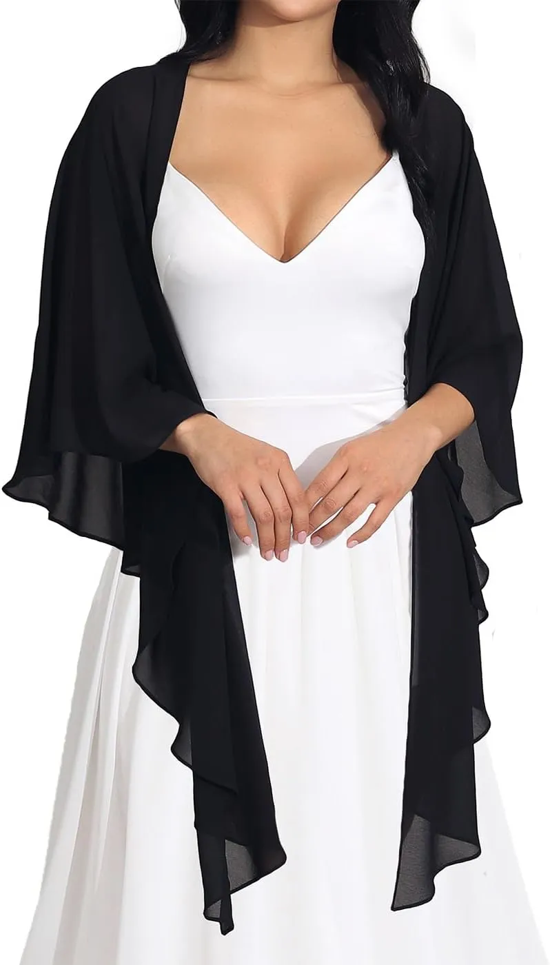 EASEDAILY Women's Shawls and Wraps for Evening Dresses Chiffon Wedding Scarf Bridal Stole Shrug for Bride and Bridesmaid