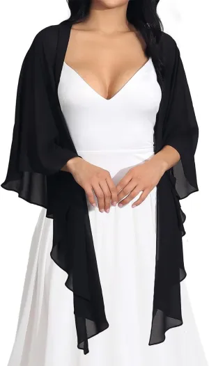 EASEDAILY Women's Shawls and Wraps for Evening Dresses Chiffon Wedding Scarf Bridal Stole Shrug for Bride and Bridesmaid