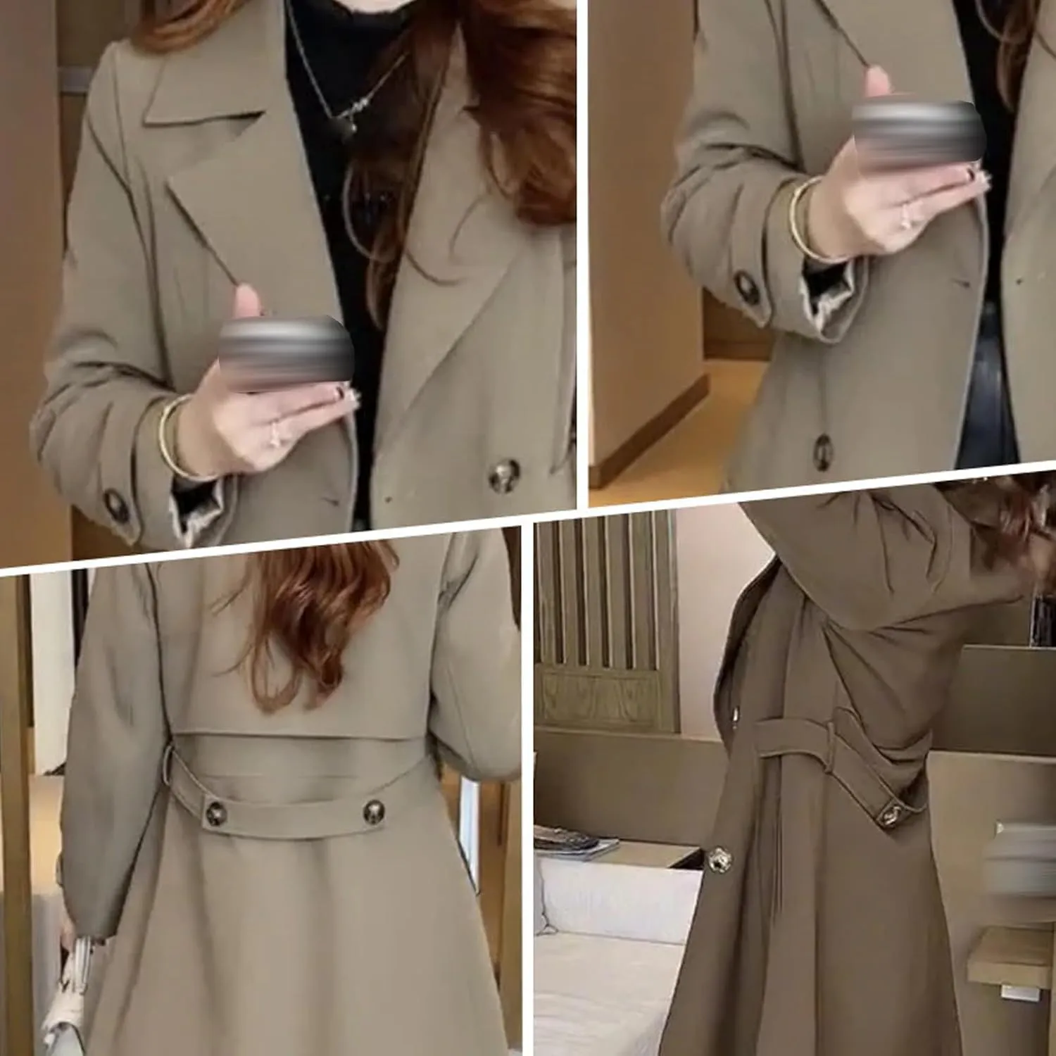 Elegant Womens Plush Lined Trench Coat,Women's Trench Coat Long Double Breasted Jacket,Warm Lined Jackets