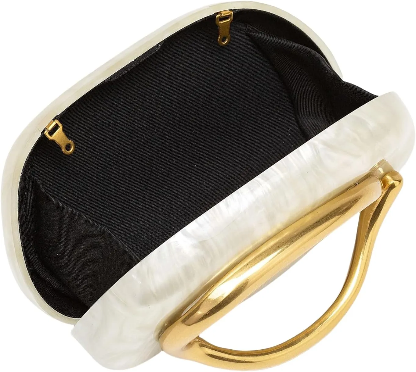 Evening Acrylic Clutch Purses for Women Evening Handbags Crossbody Purse PU Leather with Gold Oval Accent