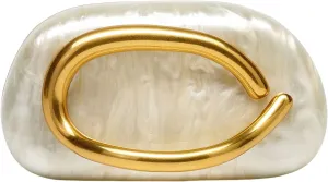 Evening Acrylic Clutch Purses for Women Evening Handbags Crossbody Purse PU Leather with Gold Oval Accent