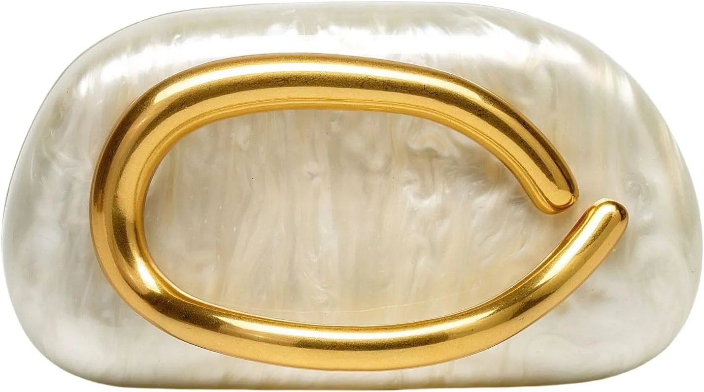 Evening Acrylic Clutch Purses for Women Evening Handbags Crossbody Purse PU Leather with Gold Oval Accent