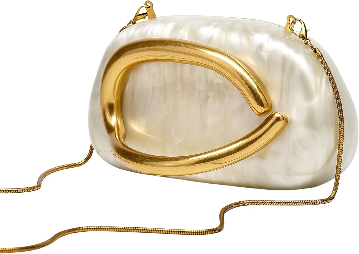 Evening Acrylic Clutch Purses for Women Evening Handbags Crossbody Purse PU Leather with Gold Oval Accent