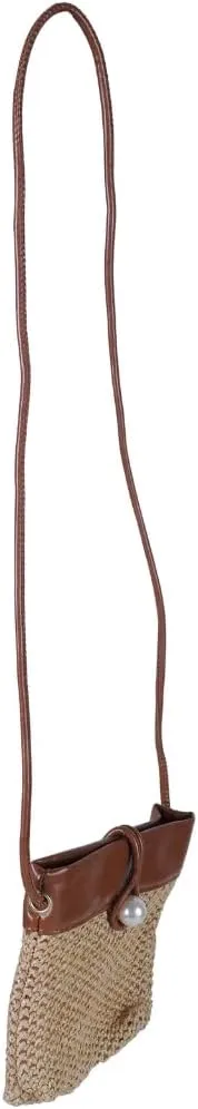 Eye Catching Woven Phone Bag Delicate Shoulder Bags Straw Bucket Bag Crossbody Purse PU Leather Handbag For Women