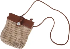 Eye Catching Woven Phone Bag Delicate Shoulder Bags Straw Bucket Bag Crossbody Purse PU Leather Handbag For Women