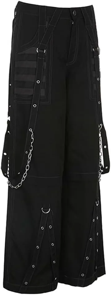 Faretumiya Women Cargo Pants High Waist Baggy Jeans Casual Wid Leg Denim Pants Grunge Gothic Harajuku Punk Y2k Trousers