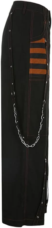 Faretumiya Women Cargo Pants High Waist Baggy Jeans Casual Wid Leg Denim Pants Grunge Gothic Harajuku Punk Y2k Trousers