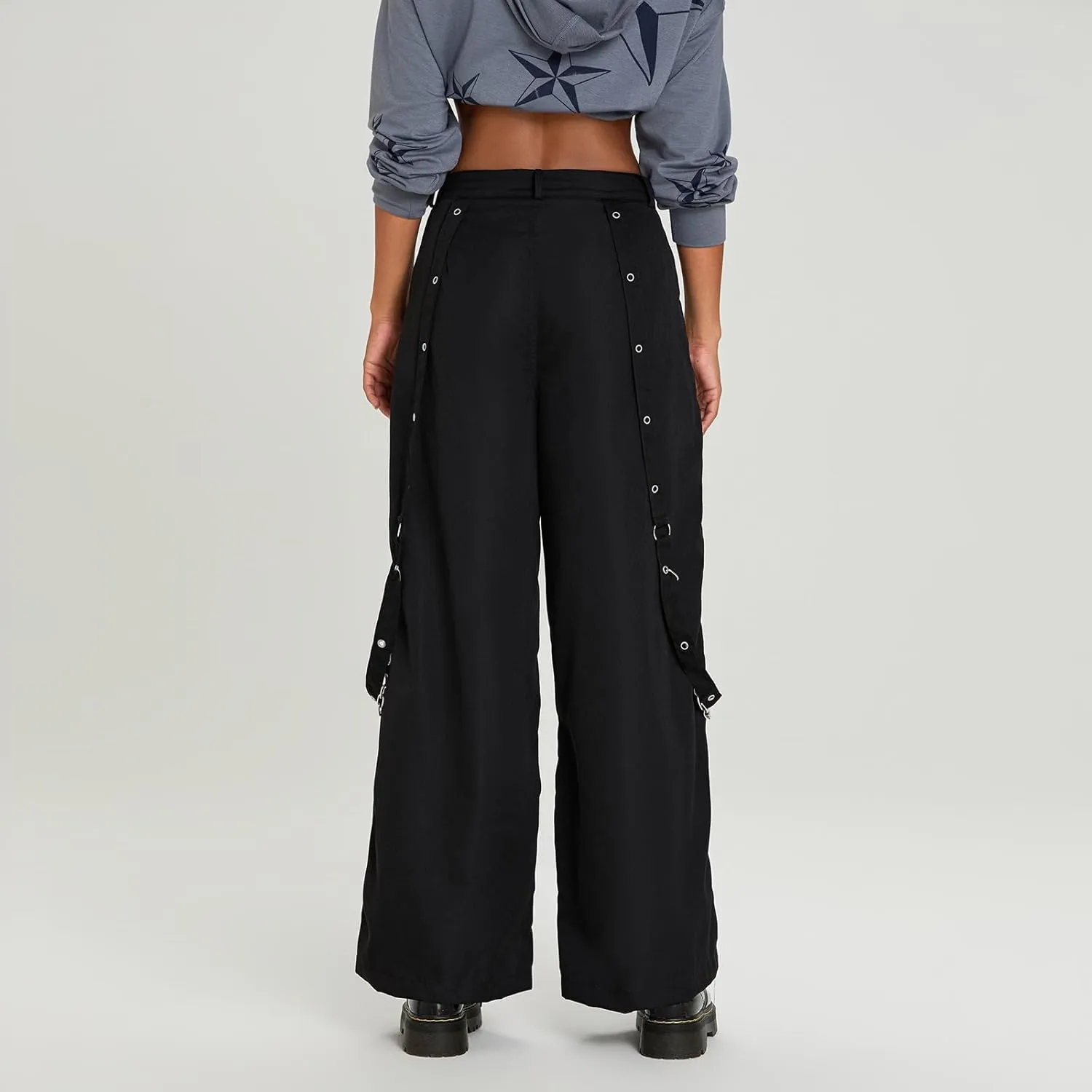 Faretumiya Women Cargo Pants High Waist Baggy Jeans Casual Wid Leg Denim Pants Grunge Gothic Harajuku Punk Y2k Trousers