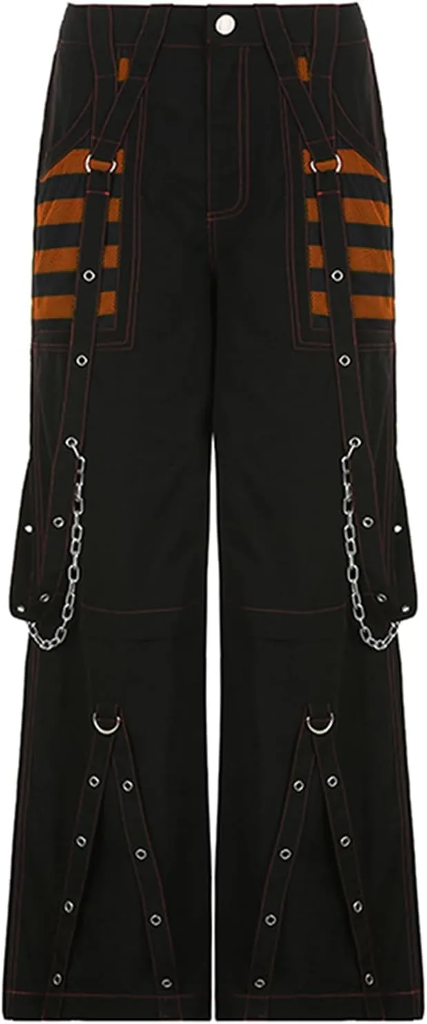 Faretumiya Women Cargo Pants High Waist Baggy Jeans Casual Wid Leg Denim Pants Grunge Gothic Harajuku Punk Y2k Trousers