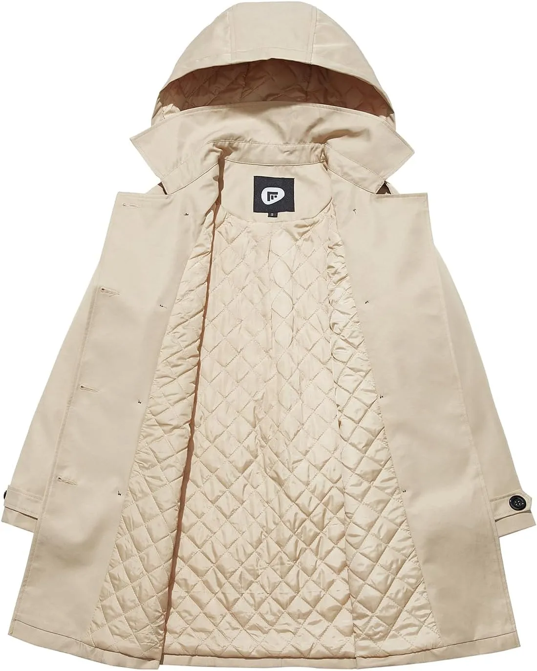 FARVALUE Women's Waterproof Trench Coat Winter Double Breasted Windbreaker Classic Belted Lapel Overcoat