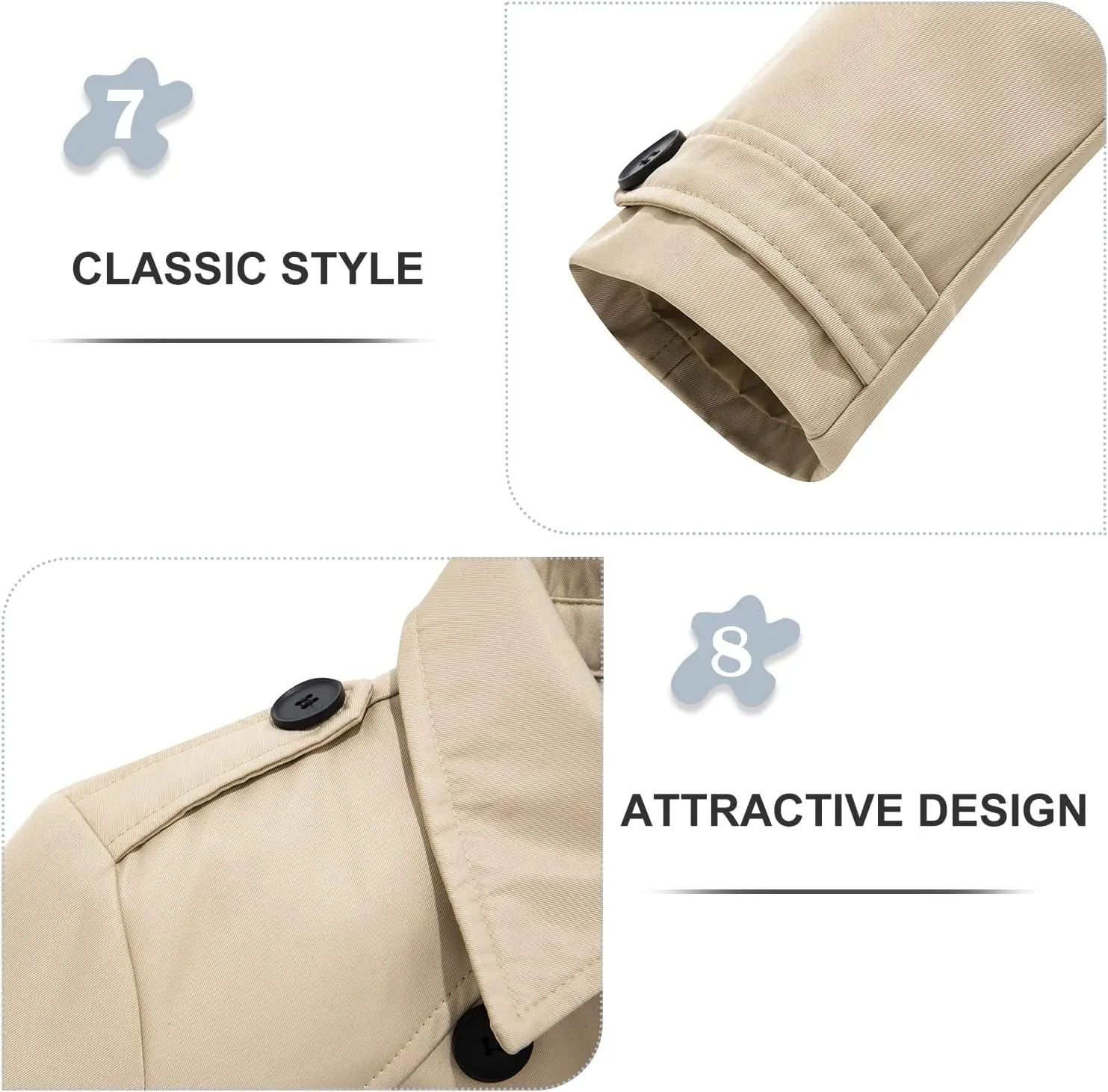 FARVALUE Women's Waterproof Trench Coat Winter Double Breasted Windbreaker Classic Belted Lapel Overcoat