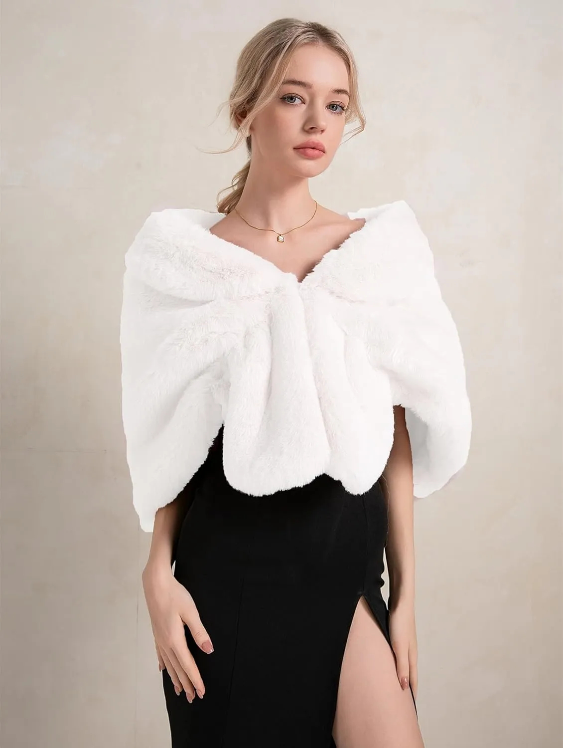 Faux Fur Shawls and Wraps For Women Stole Bridal Bridesmaids Warm Womens Cloak Cape Coat For Wedding Party