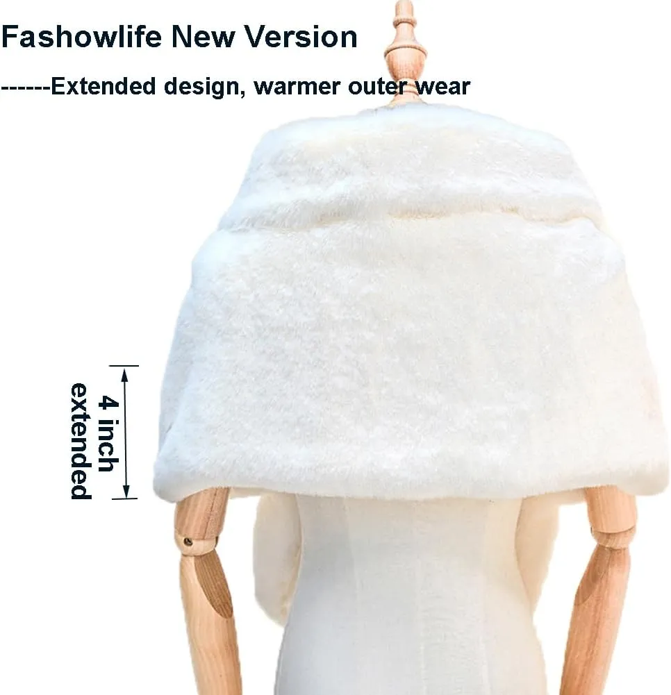 Faux Fur Shawls and Wraps For Women Stole Bridal Bridesmaids Warm Womens Cloak Cape Coat For Wedding Party