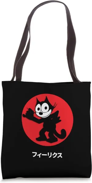 Felix Cartoon Cat Sassy Cool Katakana Japanese Writing Tote Bag