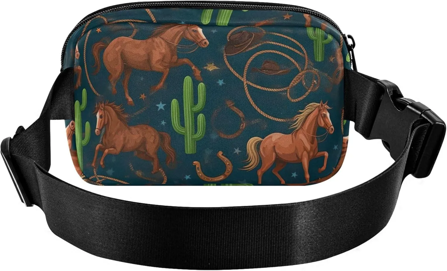 File Blue Horses Fanny Packs for Women Waterproof Anti Theft Belt Bag Cartoon Waist Pouches for Men