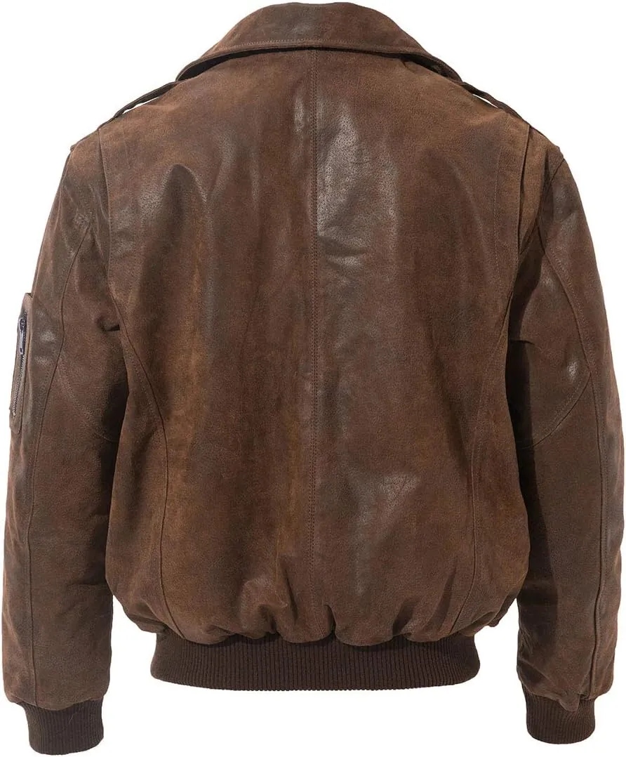 FLAVOR Men's Leather Flight Bomber Jacket Air Force Aviator