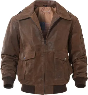FLAVOR Men's Leather Flight Bomber Jacket Air Force Aviator