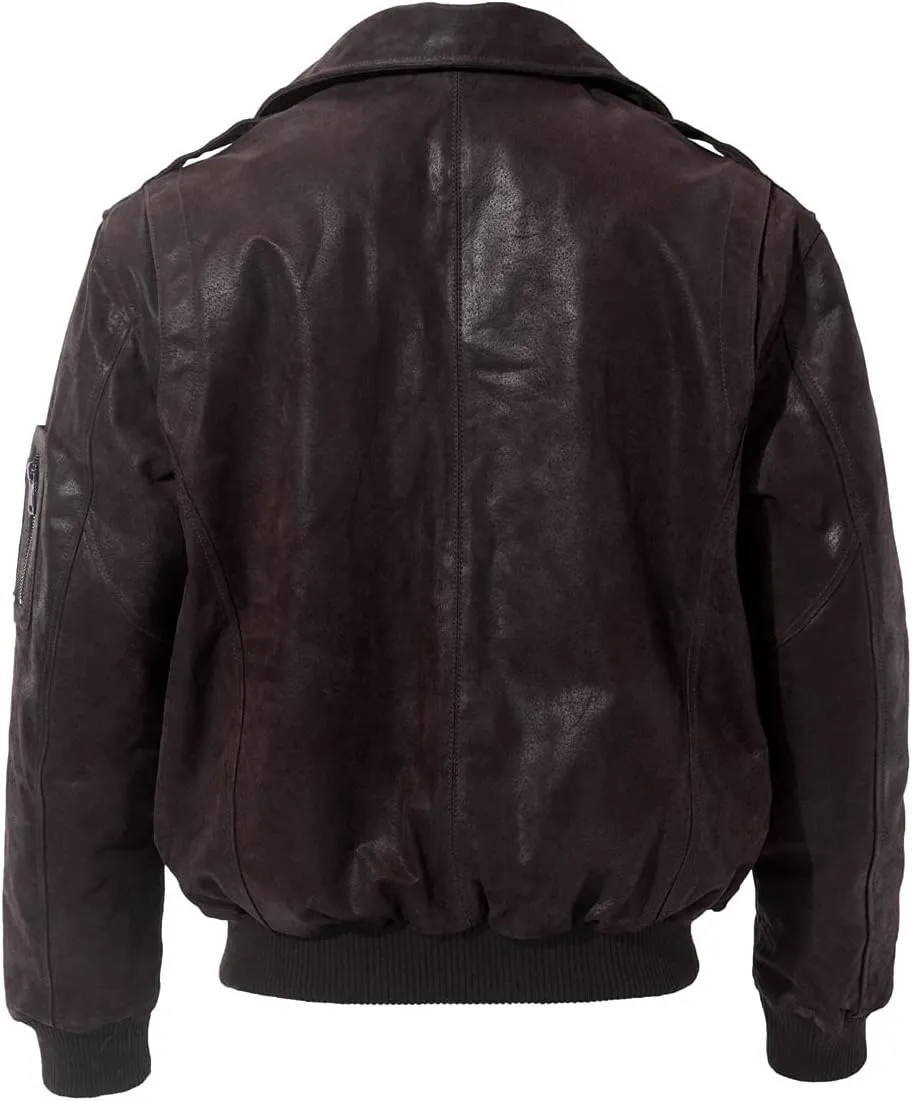 FLAVOR Men's Leather Flight Bomber Jacket Air Force Aviator