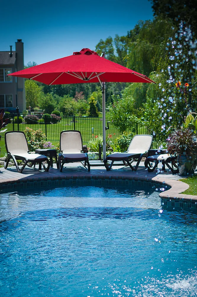 Frankford 877ARU 9' x 9' Aurora Aluminum Crank Lift Cantilever Outdoor Market Umbrella