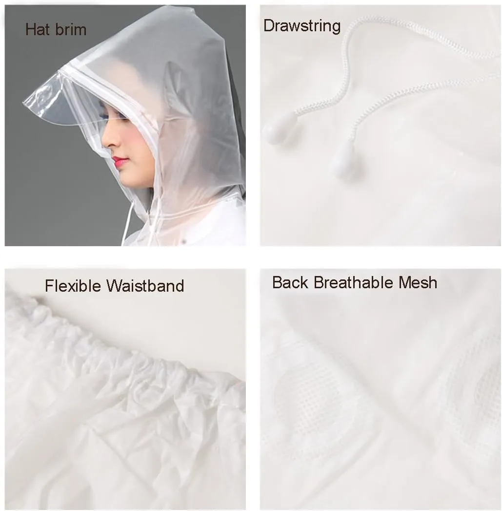 Freesmily Reusable Transparent Women Men Waterproof Raincoat Rain Suit Jacket Pants Set with Hood for Hiking Drifting