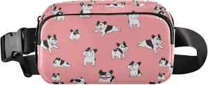 French Bulldog Pink Fanny Pack for Women Neon Belt Bag Hip Pack Waterproof Cross Body Waist Purse