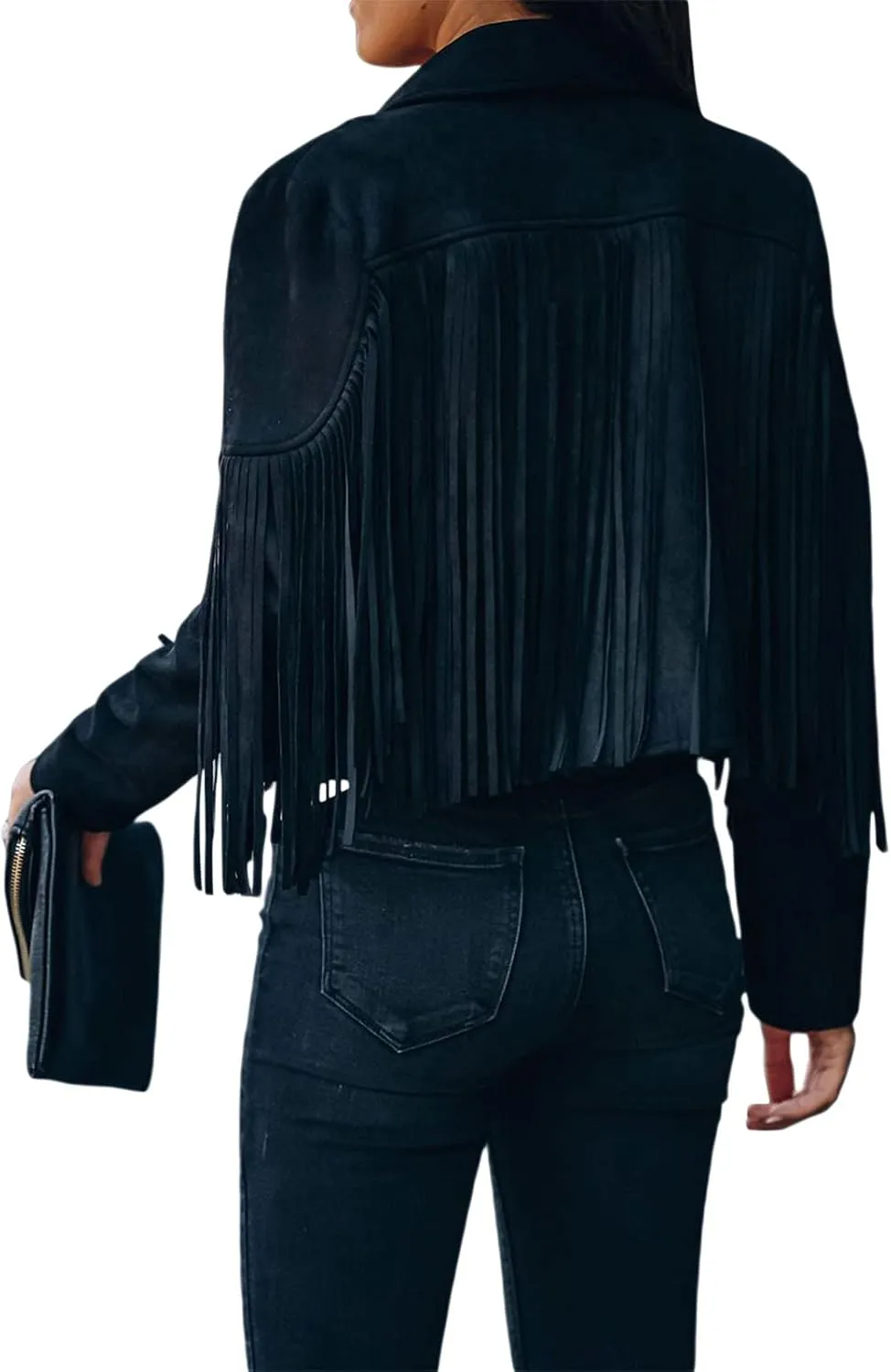 Fringe Jacket Women Long Sleeve Vintage Coats Open-Front Tassel Cardigan Casual Outerwear