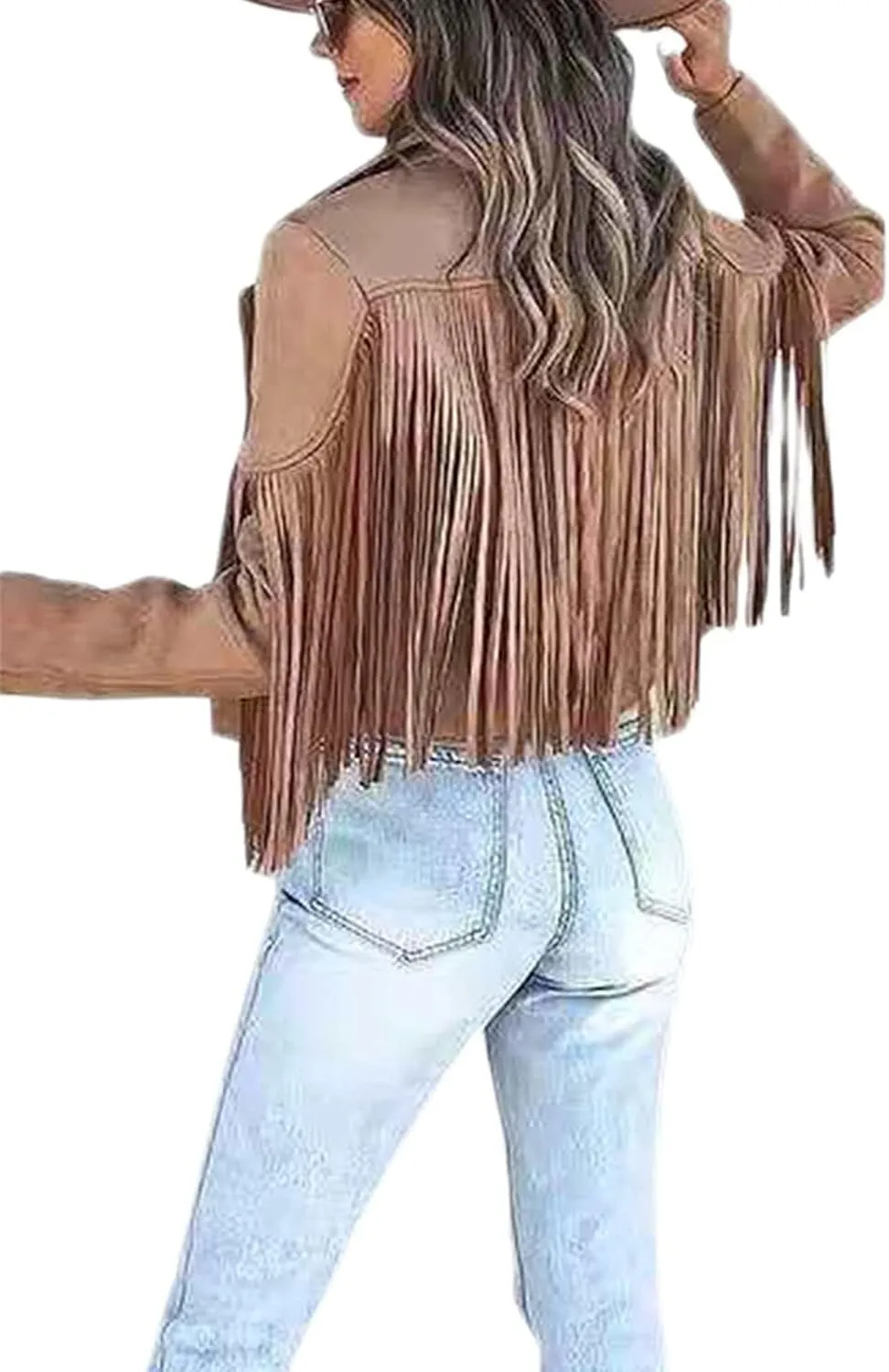Fringe Jacket Women Long Sleeve Vintage Coats Open-Front Tassel Cardigan Casual Outerwear
