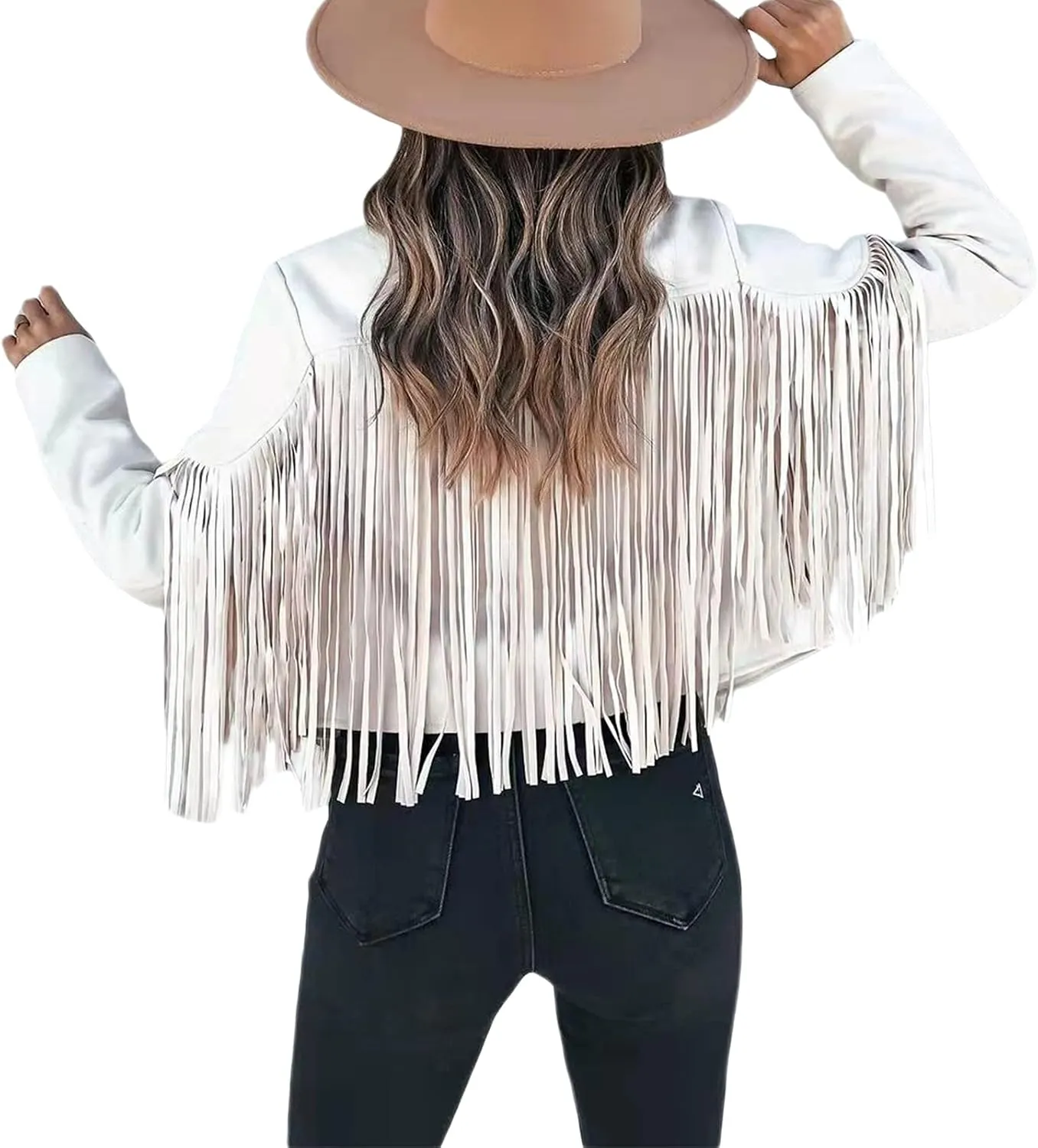 Fringe Jacket Women Long Sleeve Vintage Coats Open-Front Tassel Cardigan Casual Outerwear