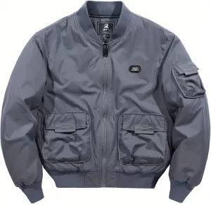 FTIMILD Military Bomber Jacket for Men Casual Windbreaker Jacket Mens Spring and Fall Jacket with Pockets and US Armband