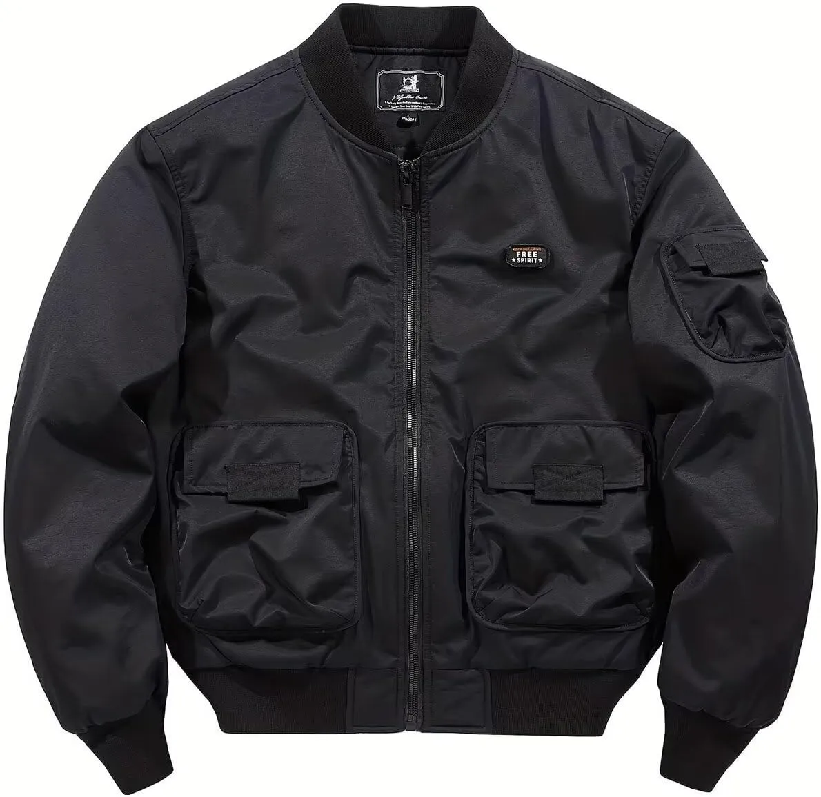 FTIMILD Military Bomber Jacket for Men Casual Windbreaker Jacket Mens Spring and Fall Jacket with Pockets and US Armband