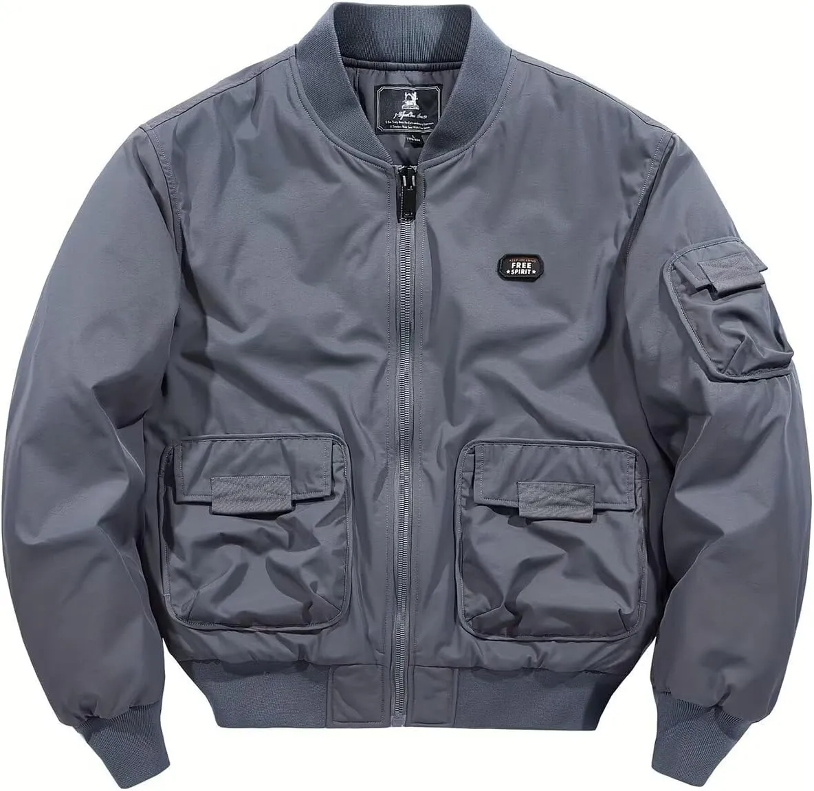 FTIMILD Military Bomber Jacket for Men Casual Windbreaker Jacket Mens Spring and Fall Jacket with Pockets and US Armband