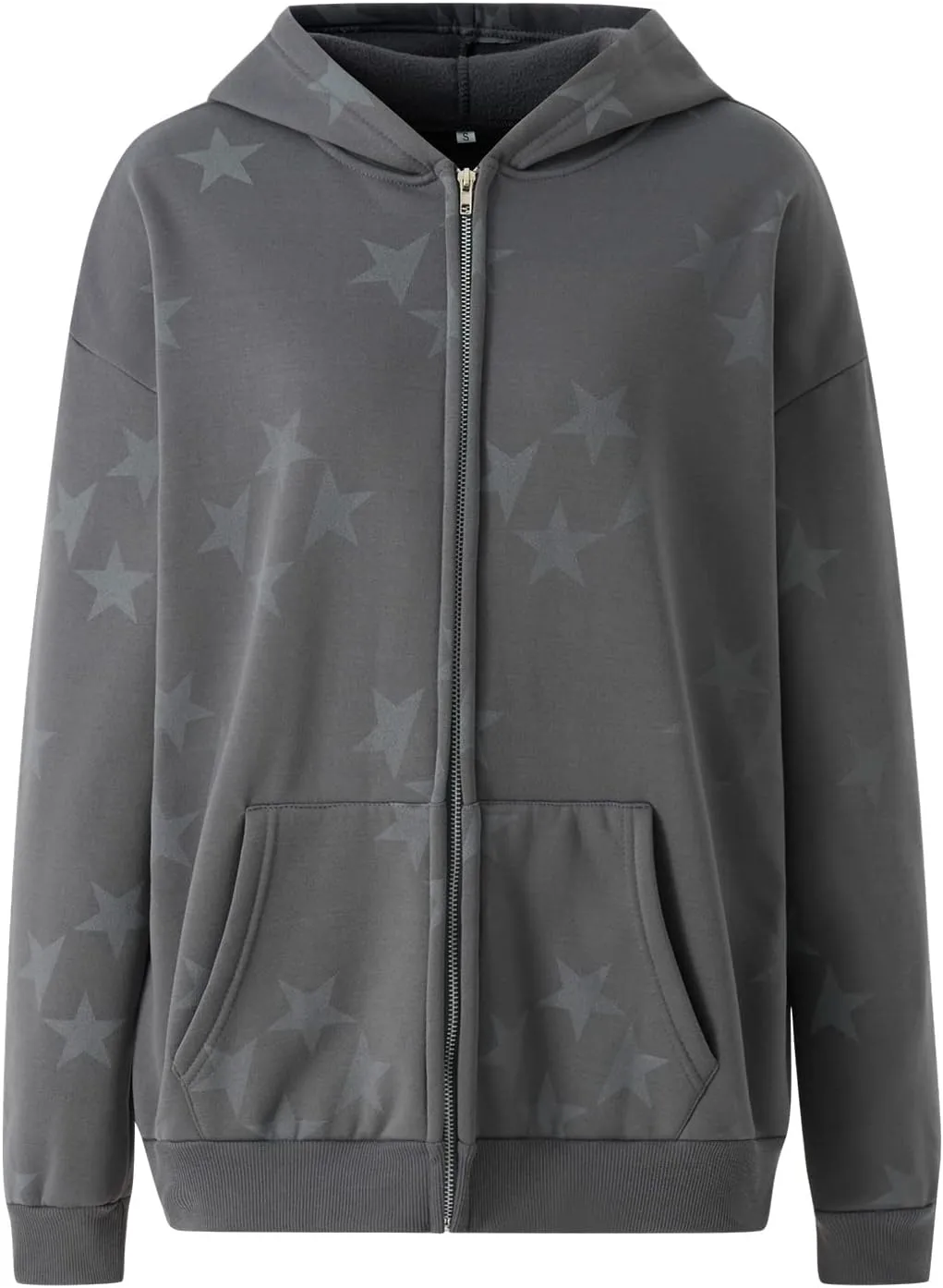 Full Zip Up Hoodie Women Y2k Oversized Star Sweatshirt E-Girl Harajuku Long Sleeve Graphic Hooded Jacket Streetwear