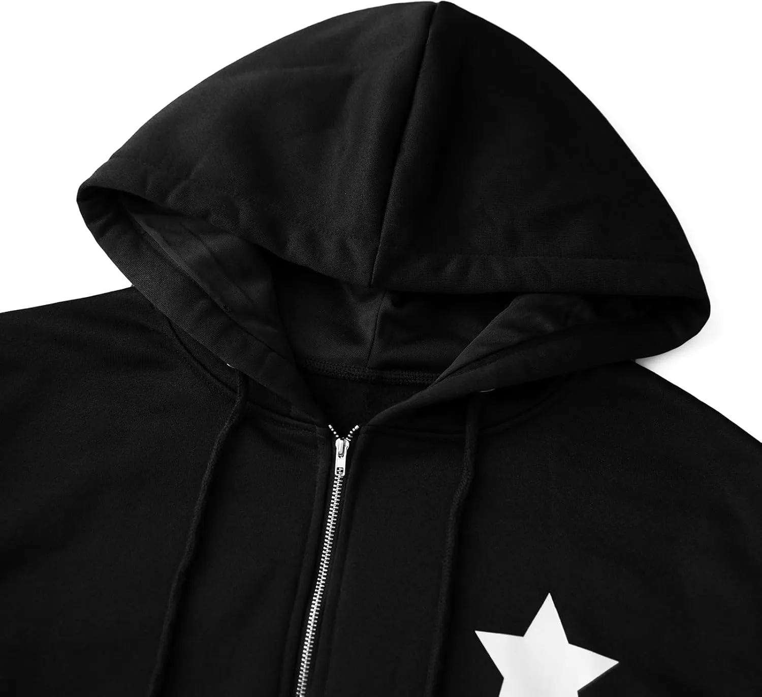 Full Zip Up Hoodie Women Y2k Oversized Star Sweatshirt E-Girl Harajuku Long Sleeve Graphic Hooded Jacket Streetwear