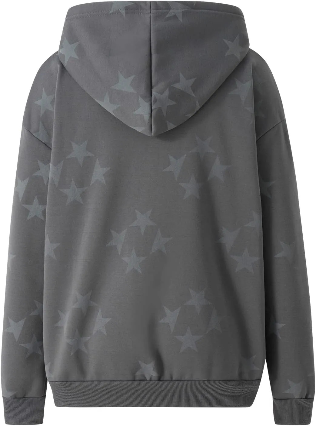 Full Zip Up Hoodie Women Y2k Oversized Star Sweatshirt E-Girl Harajuku Long Sleeve Graphic Hooded Jacket Streetwear