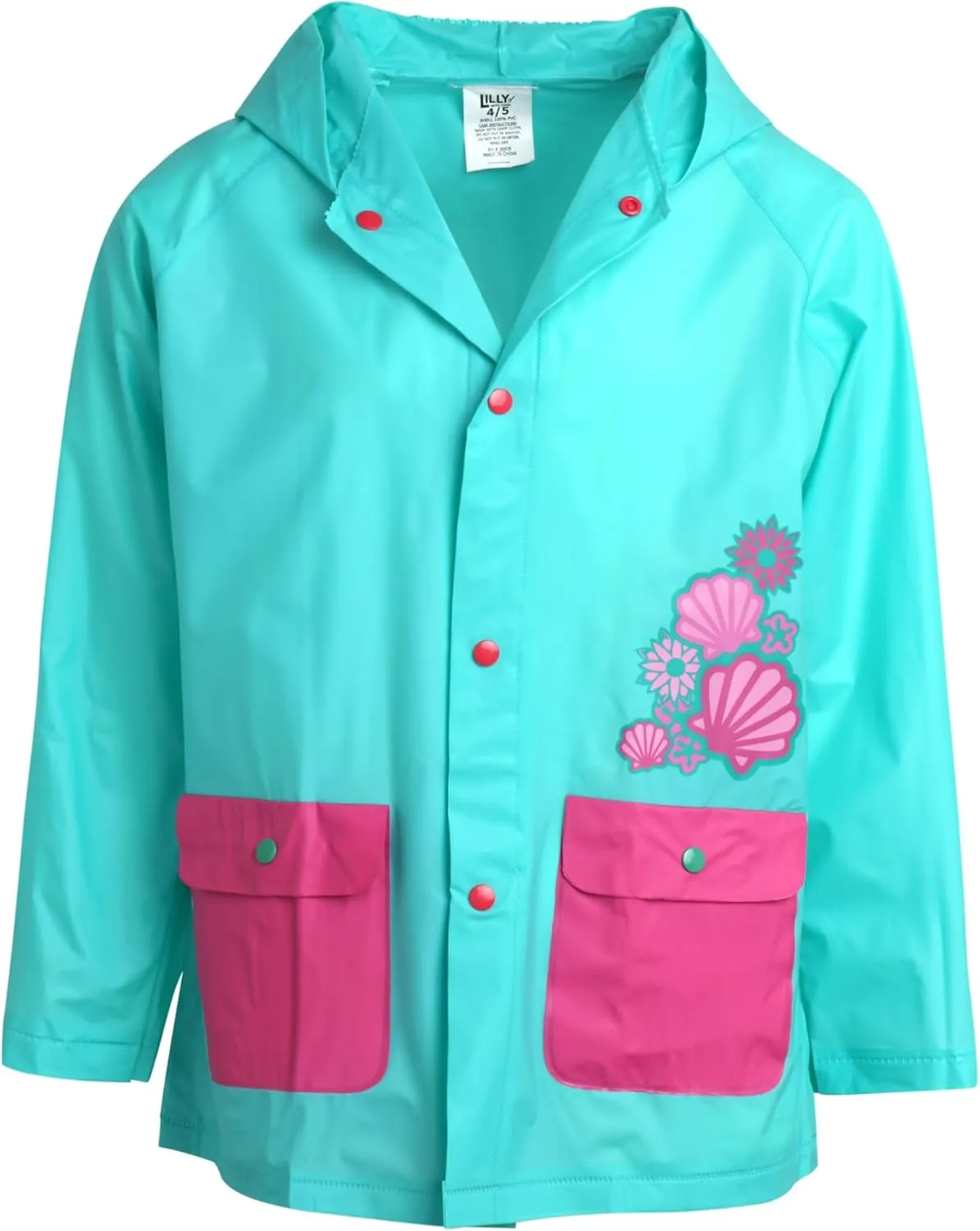 Girls' Raincoat - Waterproof Rain Jacket - Hooded Slicker Raincoat for Infants, Toddlers, Girls (12M-6)